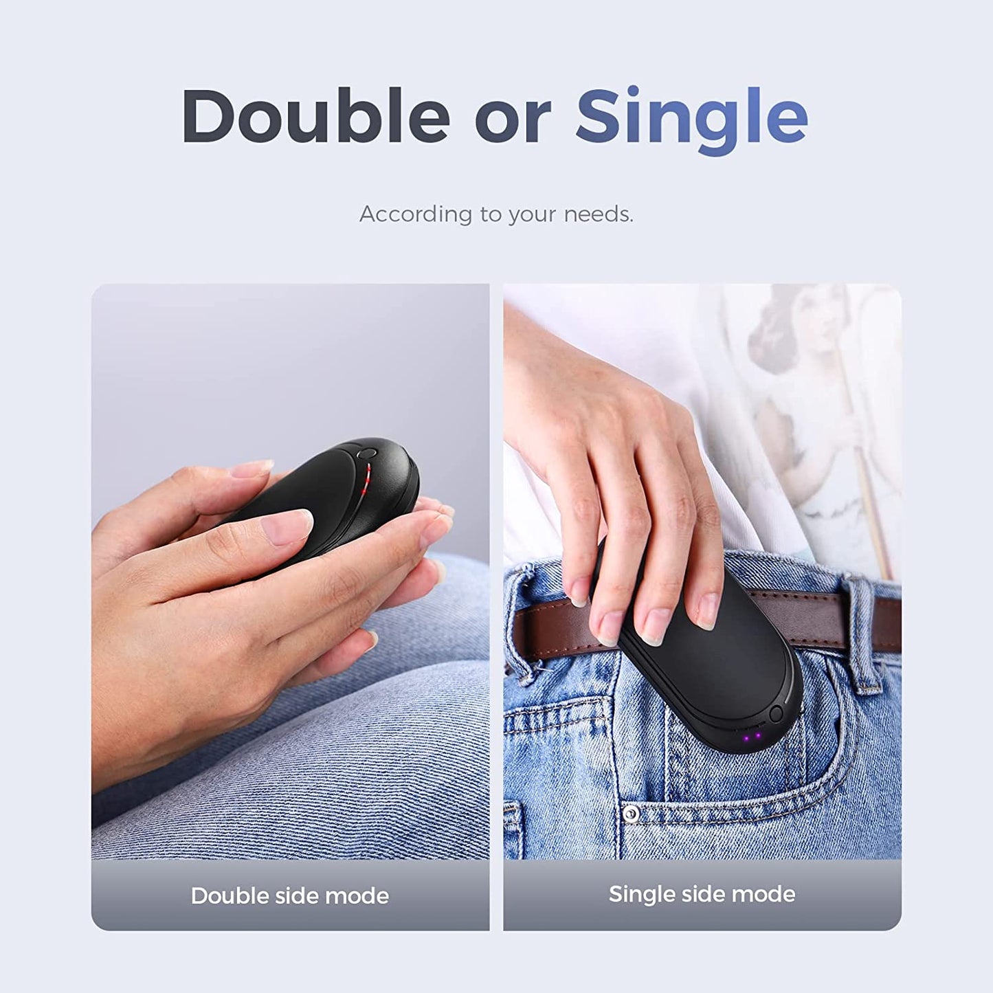 Rechargeable Hand Warmers - 5200mAh, Single/Double Side Heating, Energy-Efficient, Electric Reusable Portable USB Heater - Ideal Tech Gift for Outdoor Activities, Hunting, Golf, Camping, Heat Therapy, 1 Pack