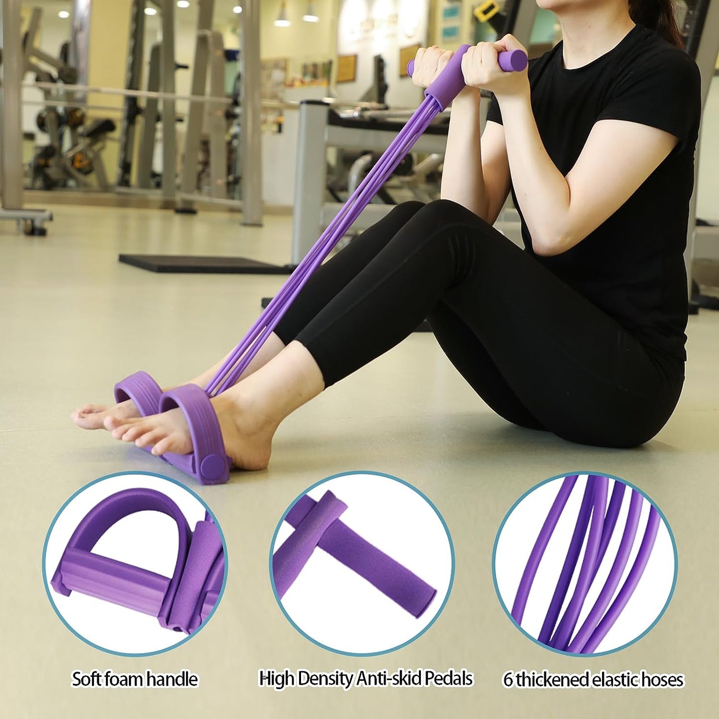 Automatic Rebound Ab Roller with Elbow Support, Tension Rope, Knee Mat, and Foam Grip - Core Strength Trainer for Ab Workouts. Dual Wheel Design.