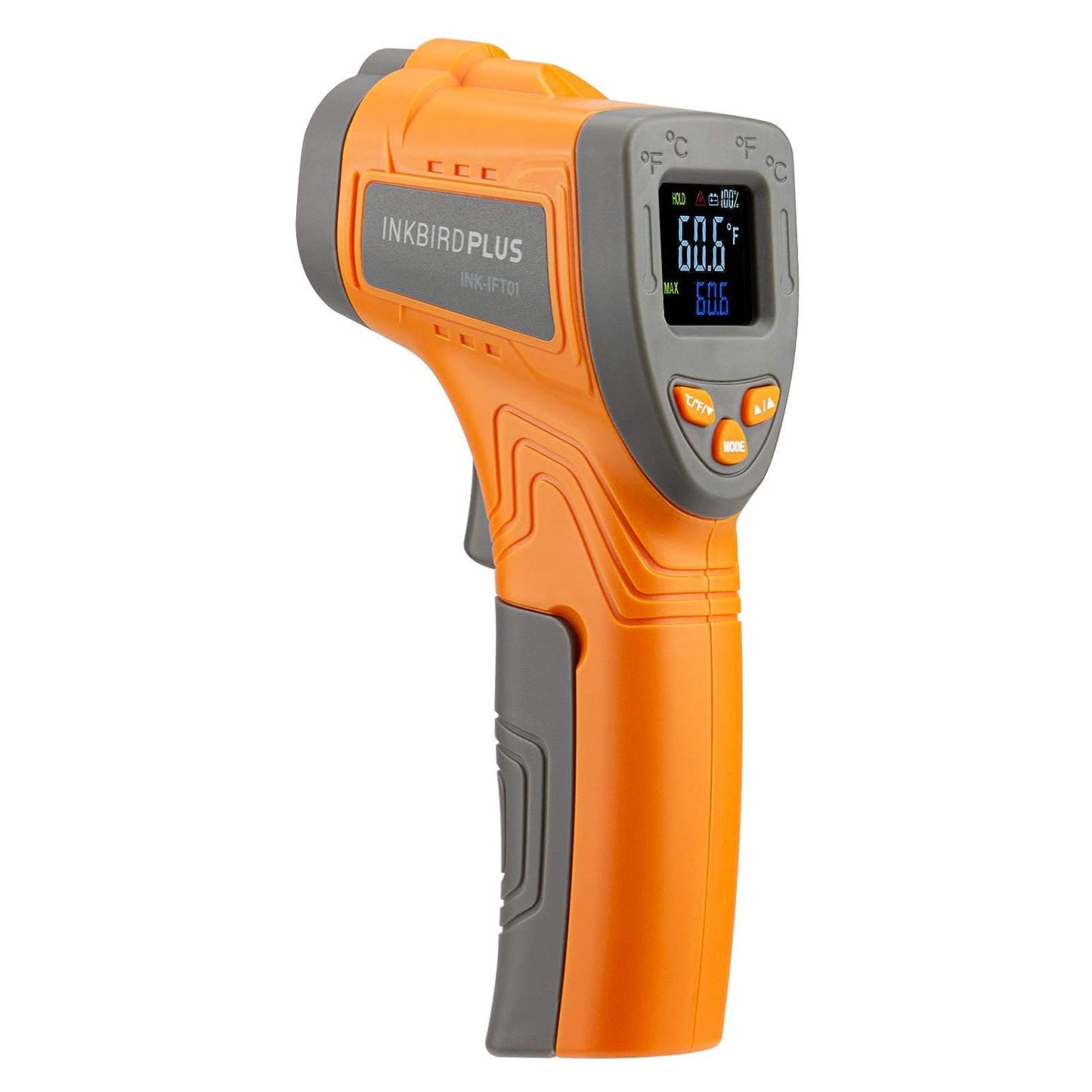 Infrared Thermometer - A Non-Contact Digital Laser Temperature Gun with a wide range of -58℉~1022℉ for instant temperature reading. It's adjustable emissivity makes it suitable for various applications including Cooking, Pizza Oven, Meat, Barbecue Grill