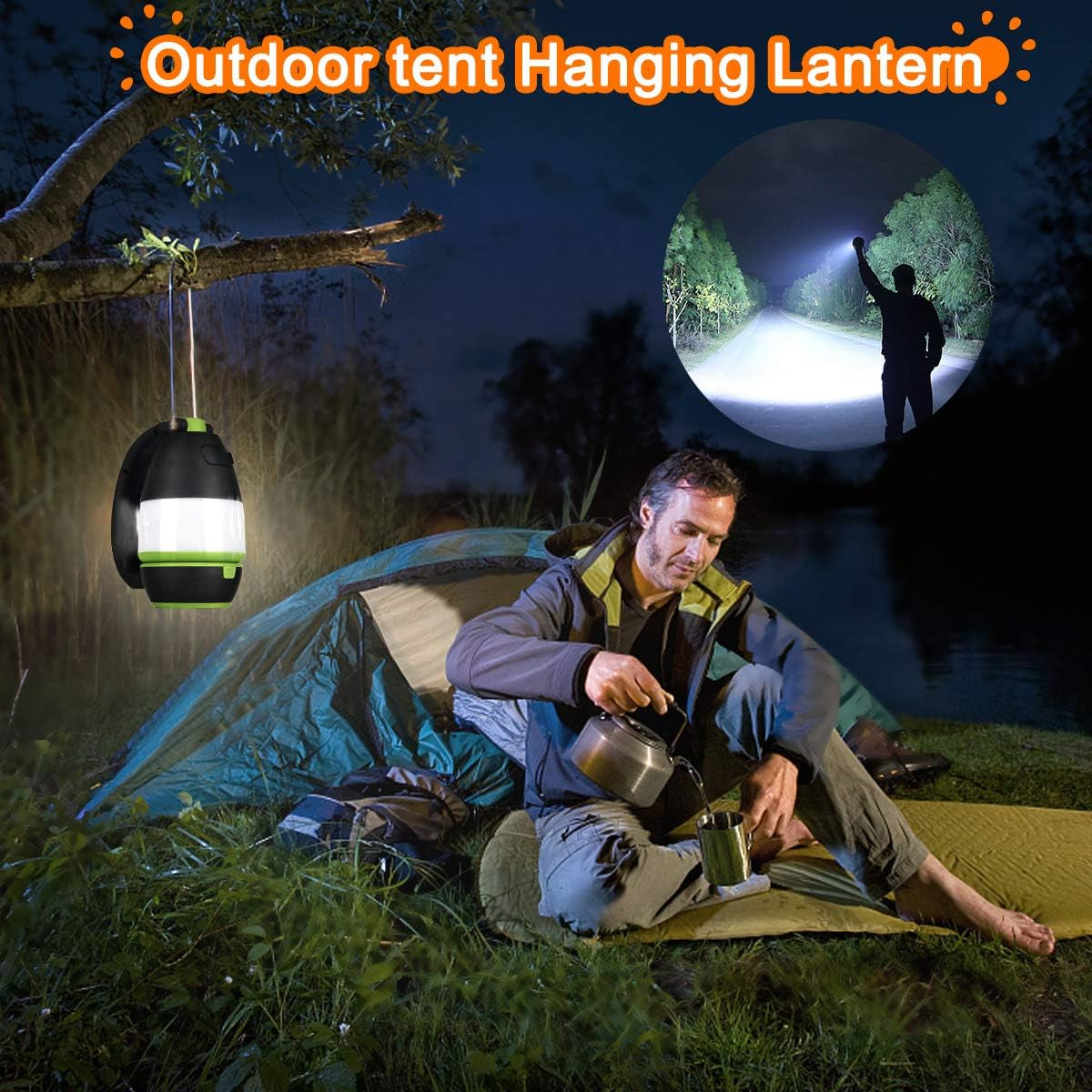 Rechargeable Camping Lantern with 6 Light Modes, Waterproof Design, and 1000LM Brightness - Ideal for Outdoor Camping, Fishing, Hiking, and Emergency Situations