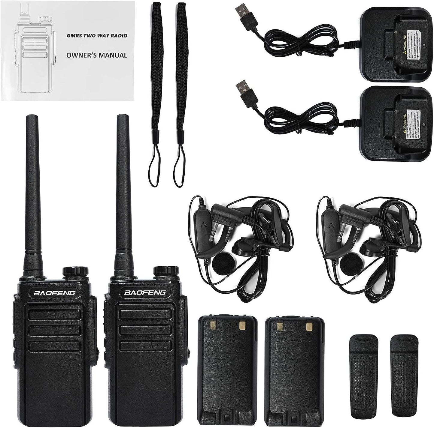 Two-Way Radio MP31 - A Set of 2 Rechargeable Walkie Talkies with 22 Channels, GMRS Radio, Long Range, NOAA Weather Alerts, and Built-in Flashlight.