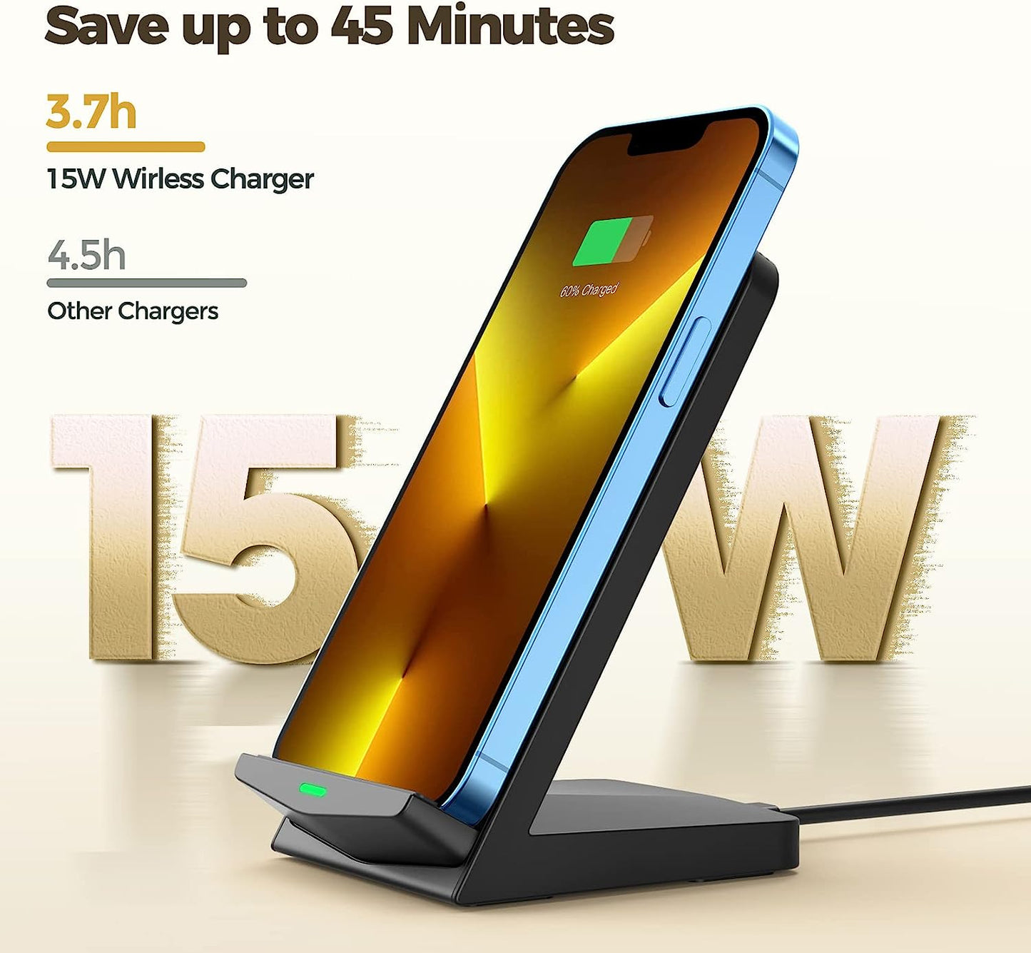 Wireless Chargers 2 Pack, Dual-Coil 15W Fast Wireless Charging,Iphone Wireless Charger Stand Fit for Iphone 14/13 Pro Max/12/11/Se/Xr/Xs, Wireless Phone Charger Fit for Galaxy S21 Ultra/S20/S10, Pixel