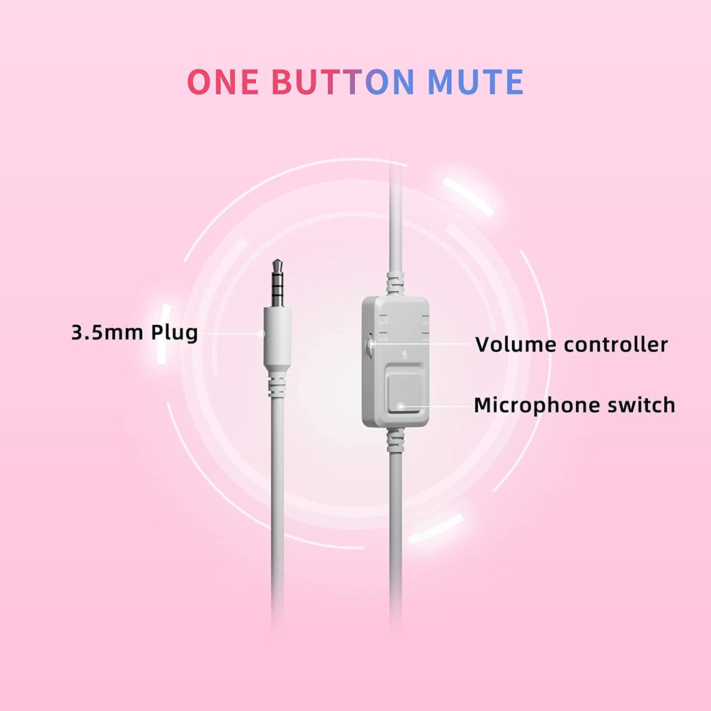 Pink G951S Stereo Gaming Headset, Lightweight over Ear Headphones with Mic. Compatible with PS4, Xbox, PC, and Mobile Phone. Features 3.5mm Noise Reduction and Cat Ear Headphones.