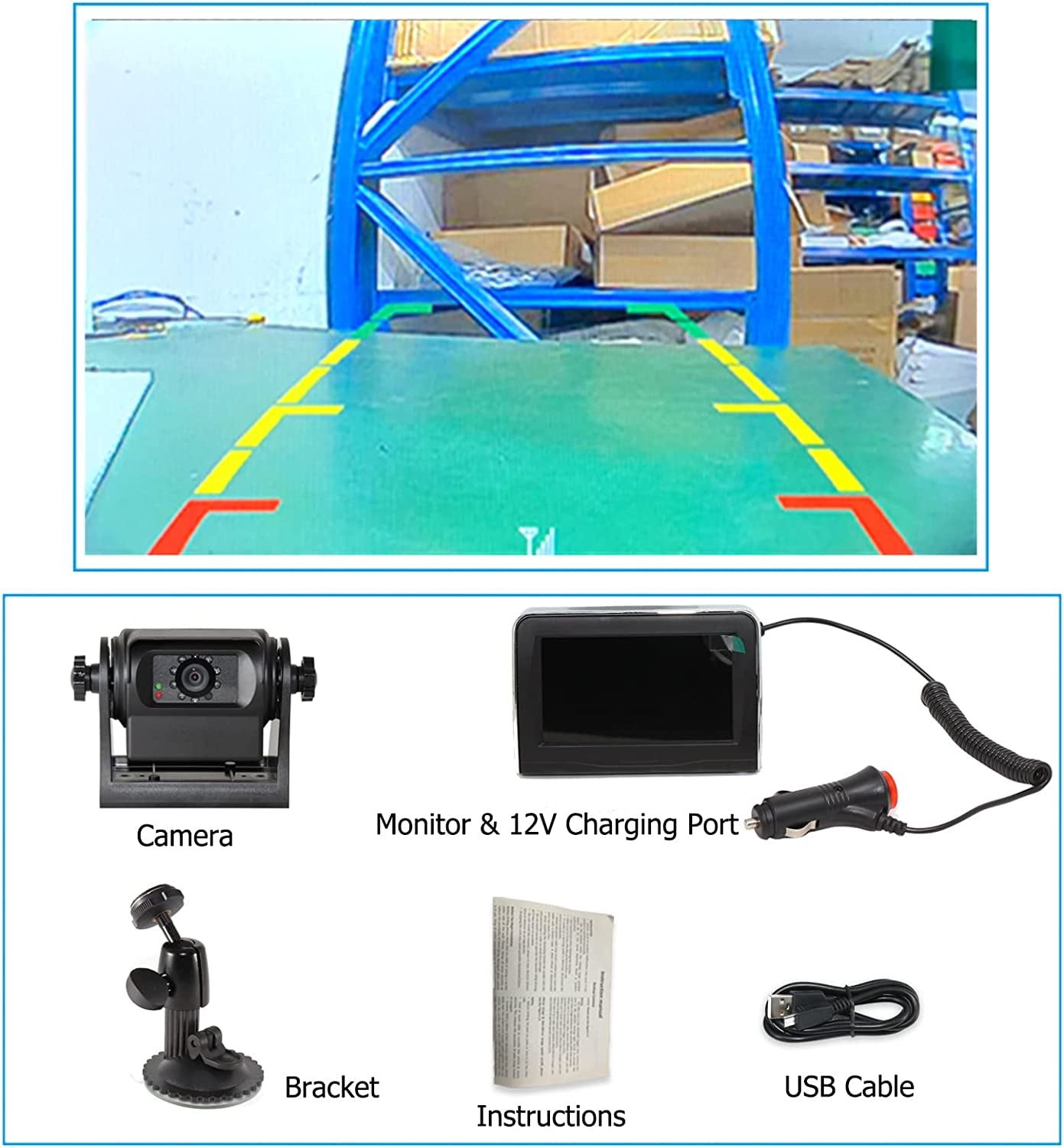Portable Wi-Fi Wireless Magnetic Hitch Camera with 4.3 Inch LCD Monitor Display - Backup Rear View for Gooseneck, Horse Trailer, Boat, Travel Trailer, Fifth Wheels, RV, Camper - Battery Powered Kit