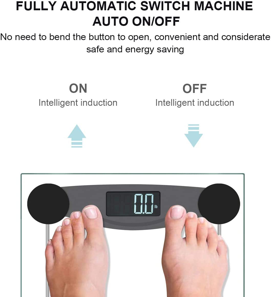 Precision Digital Body Weight Scale: Step-On Technology, LCD Backlit Display, and Accurate Weight Measurements up to 400 lbs Capacity. Color: Black.
