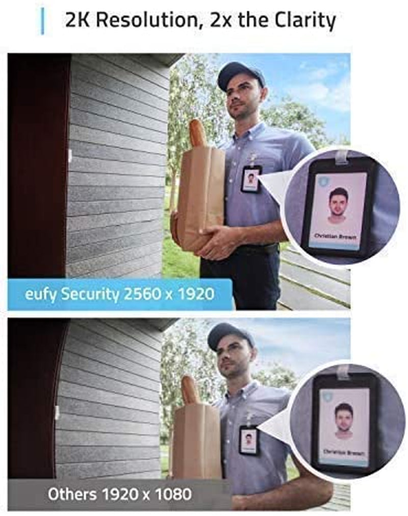 Wi-Fi Video Doorbell - 2K Resolution - No Monthly Fees - Local Storage - Human Detection - Includes Wireless Chime - Requires Existing Doorbell Wires and Installation Experience - 16-24 VAC, 30 VA