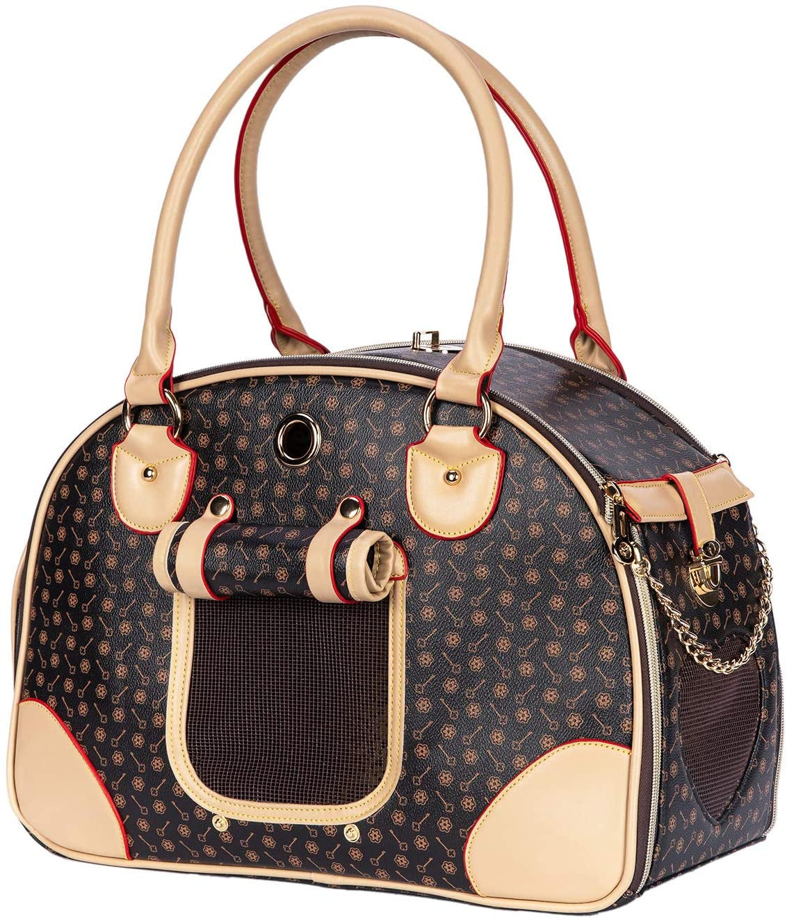 Luxury Waterproof PU Leather Pet Carrier Handbag for Small Dogs and Cats: Ideal for Outdoor Adventures, Travel, and Shopping