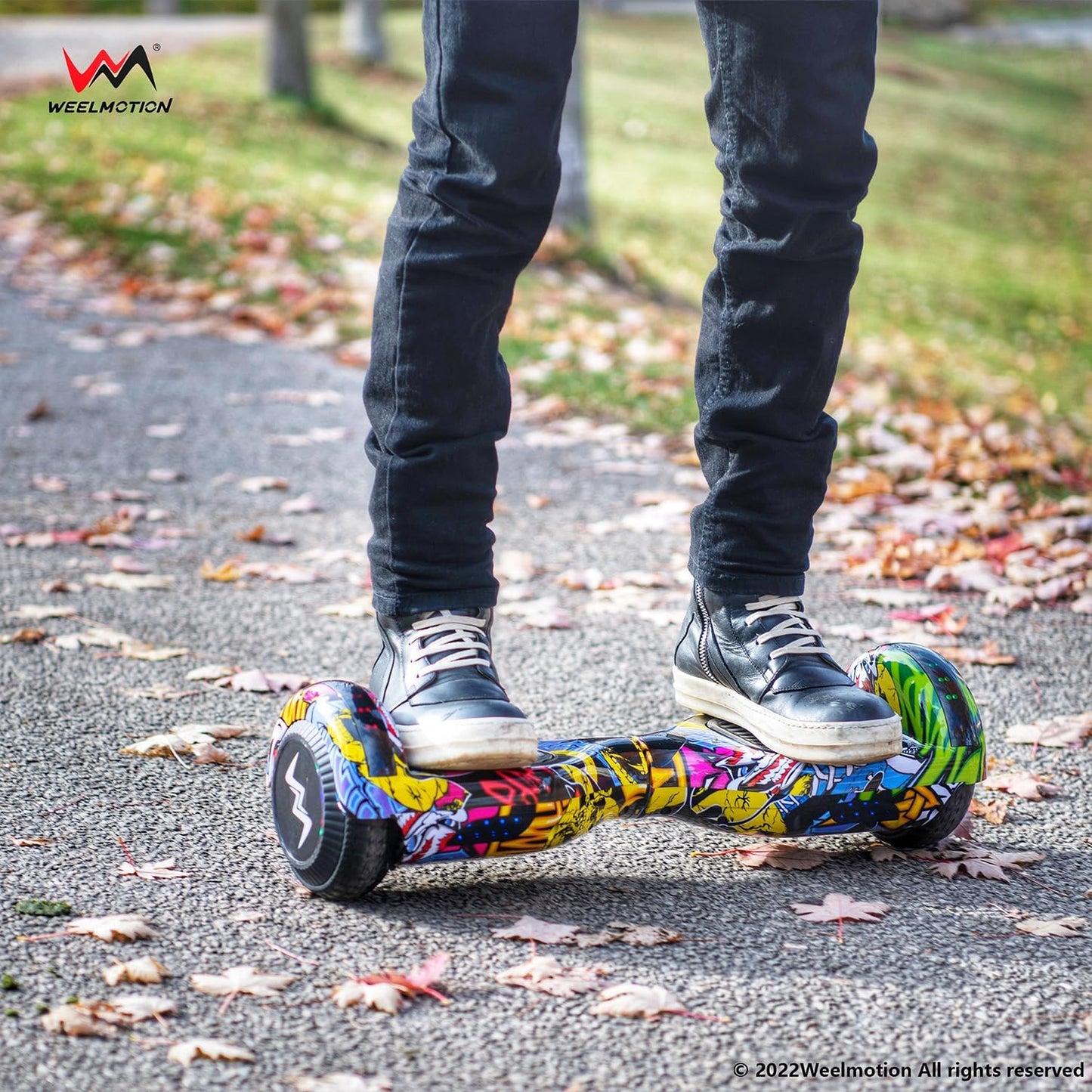 UL2272 Certified Hoverboard with Music Speaker, 6.5" All Terrain Wheels, Vibrant Lights, and Complimentary Hover Board Bag - Range up to 10 kms