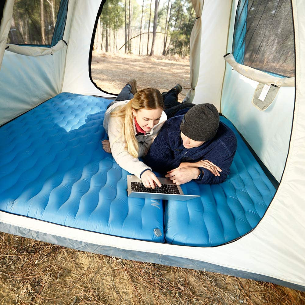Double Camping Air Mattress - 6.3" Thick Queen Size Inflatable Sleeping Pad for Two People, Ideal for Camping, Tent, and Cot, Blue