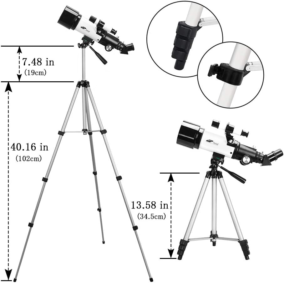 Astronomy Telescope for Beginners and Adults, 70mm Aperture 400mm Focal Length, AZ Mount, Fully Multi-Coated Optics, Complete with Tripod, Phone Adapter, and Backpack