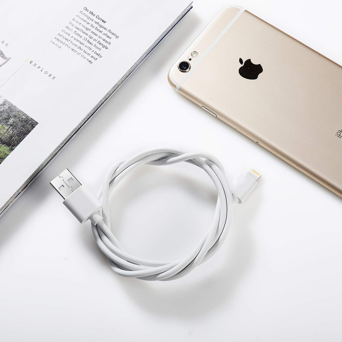 6-Pack 3FT Lightning Cable for iPhone - Compatible with iPhone Xs MAX XR X 8 8Plus 7 7Plus 6s 6sPlus 6 6Plus SE 5 SE, iPad, iPod & More - White