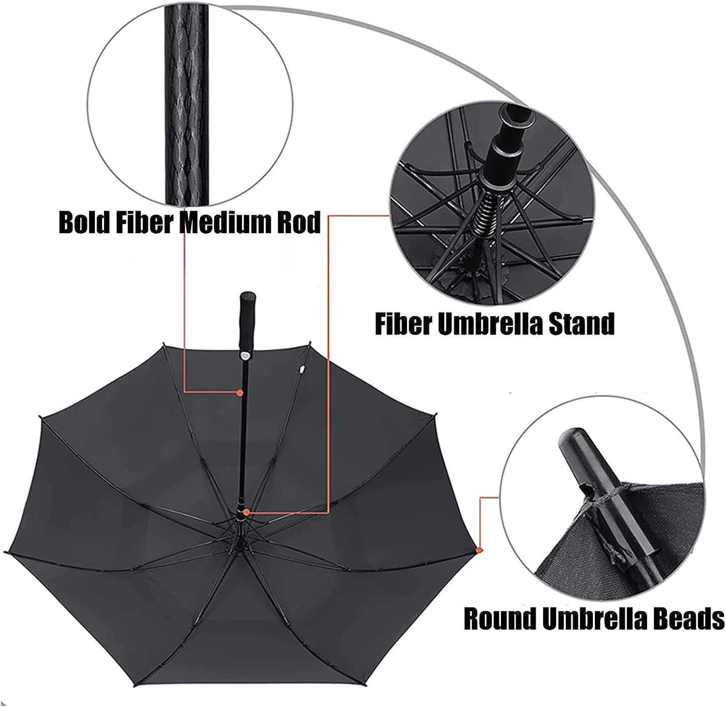 Extra Large Windproof Golf Umbrella - 62/68 Inch Diameter - Automatic Open with Double Canopy Vented Design - Designed to Withstand Rain and Wind - Ideal for Adults seeking Oversized Protection.