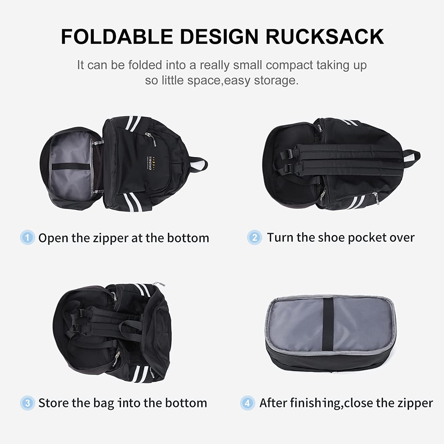 Gym Backpack with Shoe Compartment and Wet Pocket, Foldable Travel Backpack Ideal for Swimming and Yoga, Waterproof