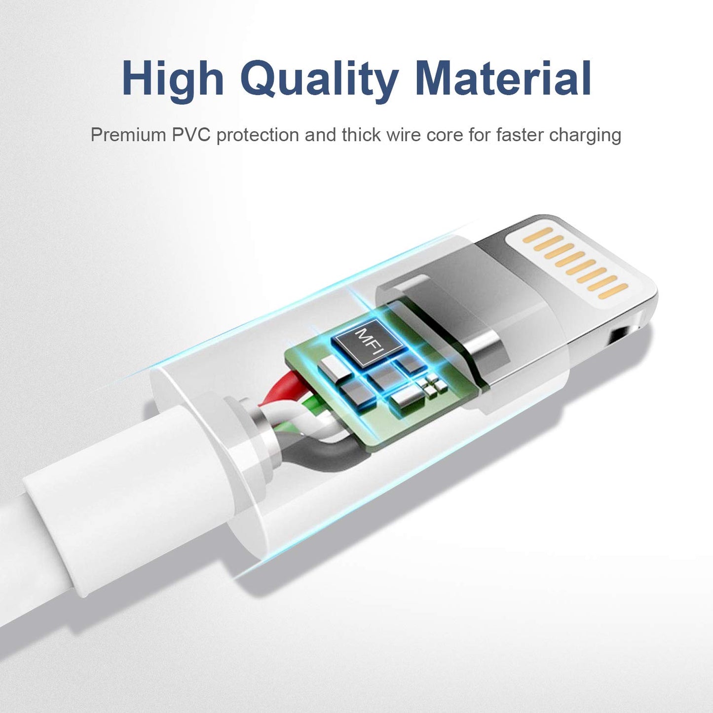 6-Pack 3FT Lightning Cable for iPhone - Compatible with iPhone Xs MAX XR X 8 8Plus 7 7Plus 6s 6sPlus 6 6Plus SE 5 SE, iPad, iPod & More - White