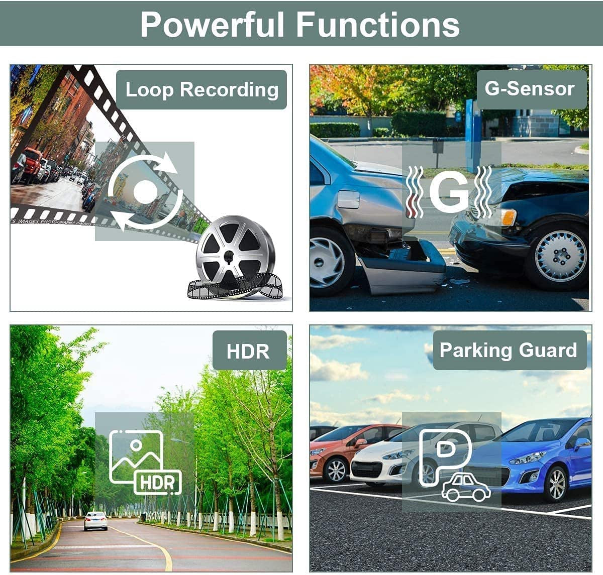 Front and Rear Dash Cam, Dash Cams 1080P FHD Dashboard Camera with 3" IPS Screen, Night Vision, 170° Wide Angle, Loop Recording, Motion Detection, Parking Monitor, G-Sensor, and SD Card Included