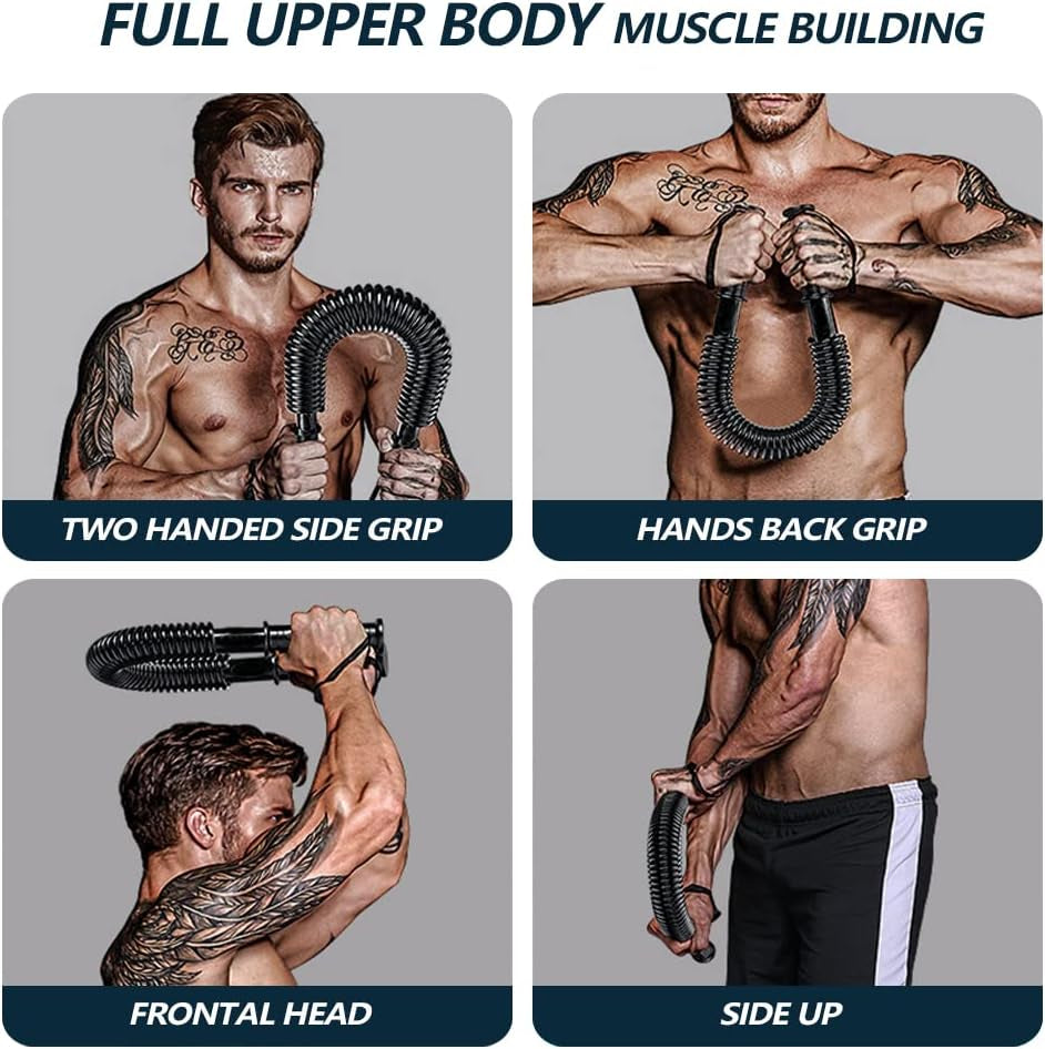 Flexible Stretch Bar - This arm exerciser comes in various resistance levels (20/30/40/50/60KG) and is designed to strengthen the back, shoulders, biceps, grip, and chest. It's an effective chest expander workout equipment