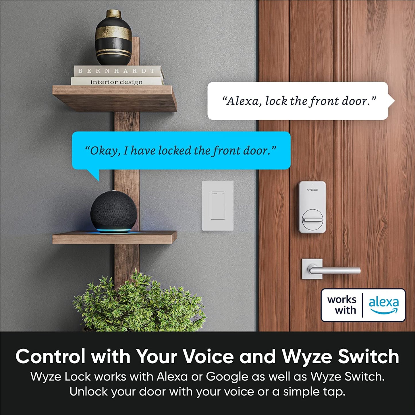 Wireless and Keyless Entry Smart Door Lock with Wifi and Bluetooth Connectivity - Works with Amazon Alexa and Google Assistant - Compatible with Most Deadbolts - Includes Wyze Gateway