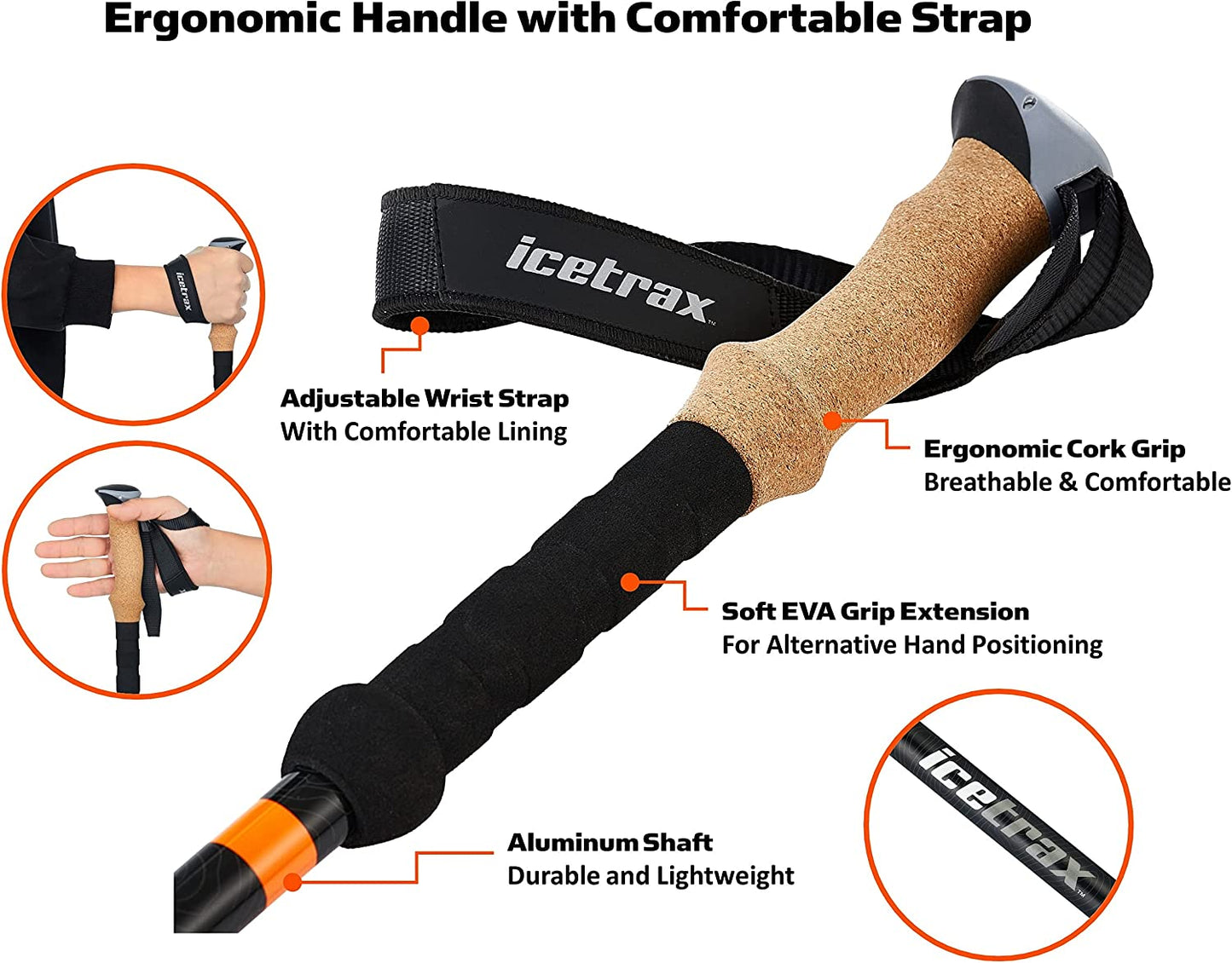 Durable Aluminum Trekking Poles with Quick Lock System, Cork Grip, and Adjustable Height - Complete Hiking Poles Set