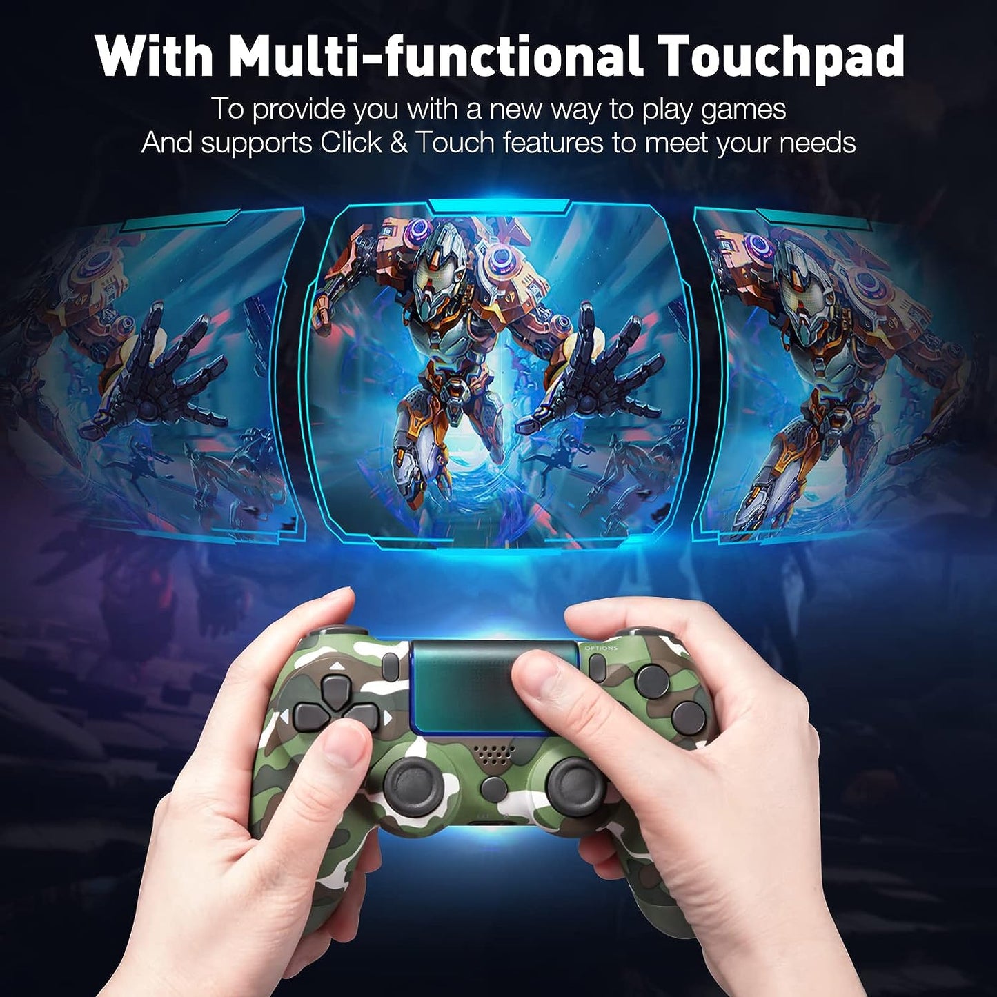 P4 Controller Wireless Gamepad with Audio, Double Shock, High-precisive D-pad and 360° Flexible Joystick Function for P4, P4 Pro(Groovy Green)