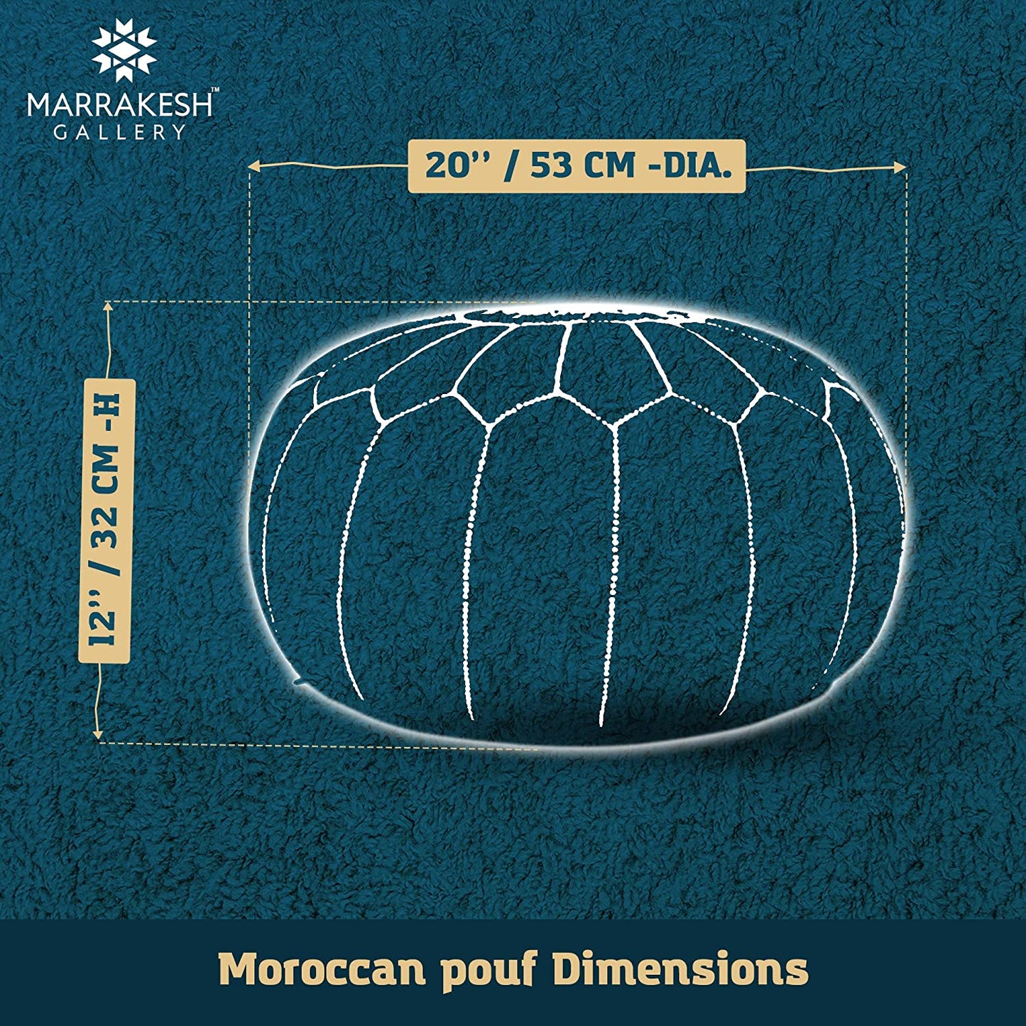 Moroccan Pouf Cover Round & Large (unstuffed)- Ottoman Leather Cover Pouf - Bohemian Living Room Decor - Hassock & Ottoman Footstool - Unstuffed (Round, Dark Brown)