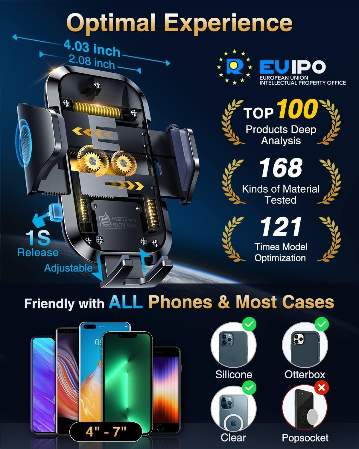 Universal Car Vent Phone Holder,【50X Strong Steel-Hook & Sturdy Shockproof, Car Phone Mount for iPhone 14 13 12 Pro Max & All Mobiles