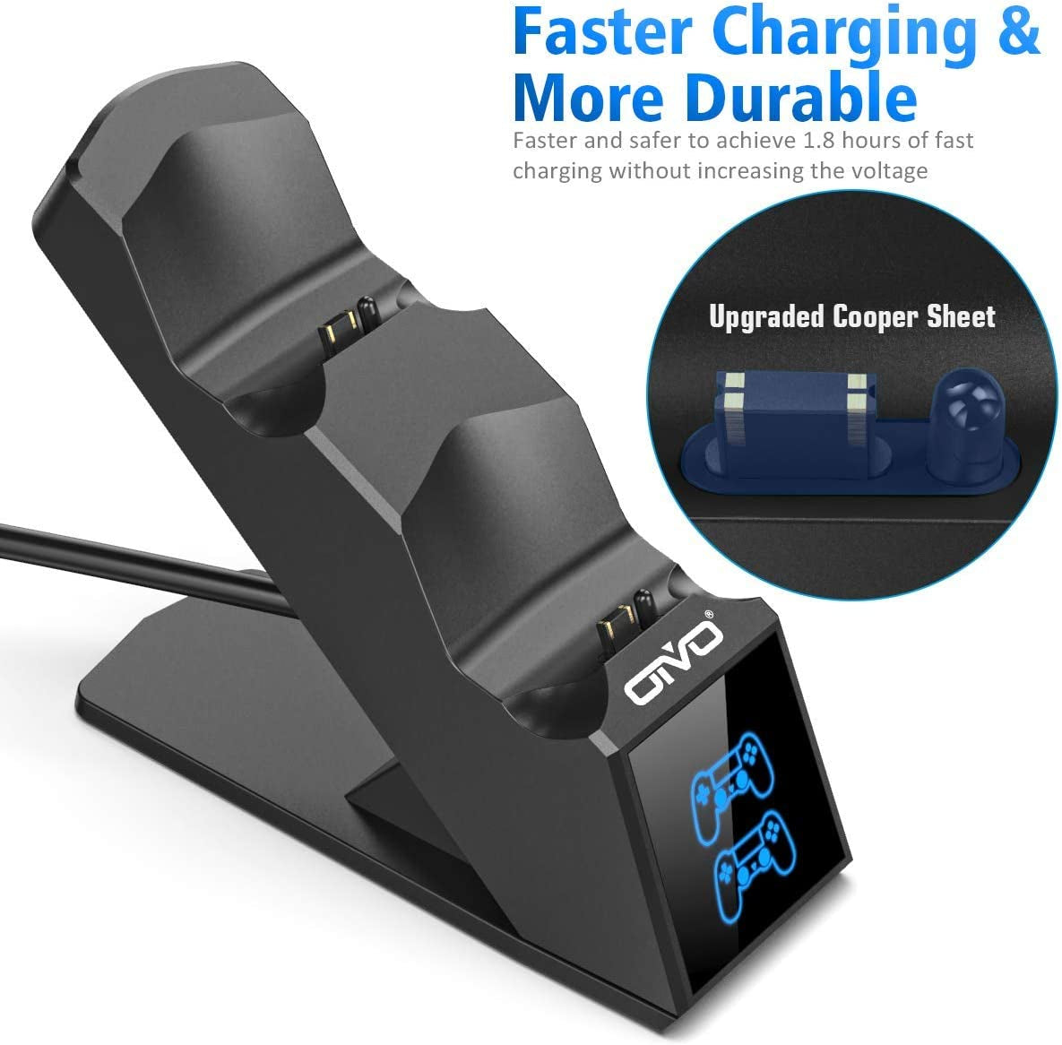 Convenient PS4 Controller Charger Dock Station: Dual Charger Docking Station with LED Indicator for PlayStation 4 Controller - Keep Your Controllers Powered Up and Ready to Play.