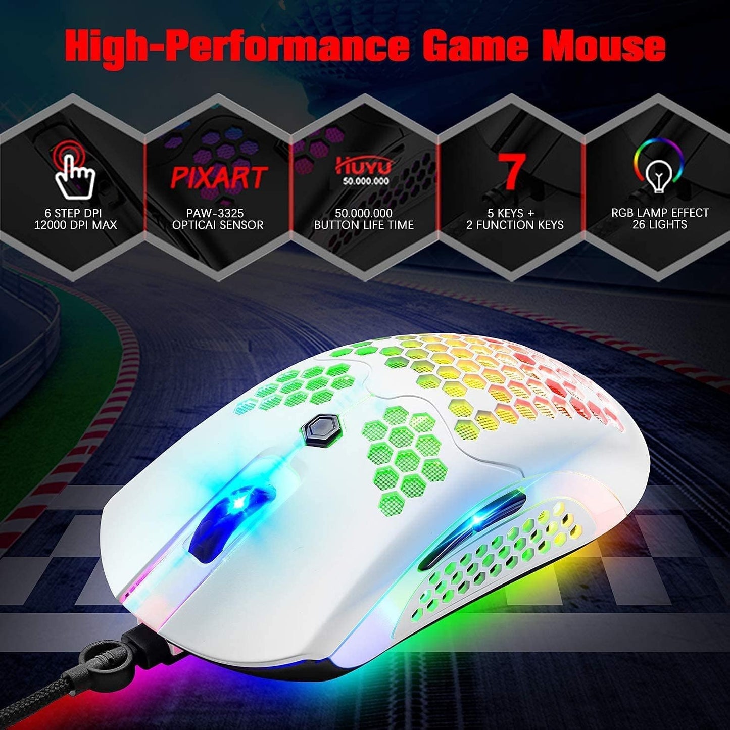 Compact T60 Wired Gaming Keyboard and Light Mouse Combo - Mini Portable Mechanical Keyboard with 62 Keys and RGB Backlit, paired with a 12000DPI Gaming Mouse. Compatible with PC, PS4, PS5, Xbox, featuring Linear Switches.