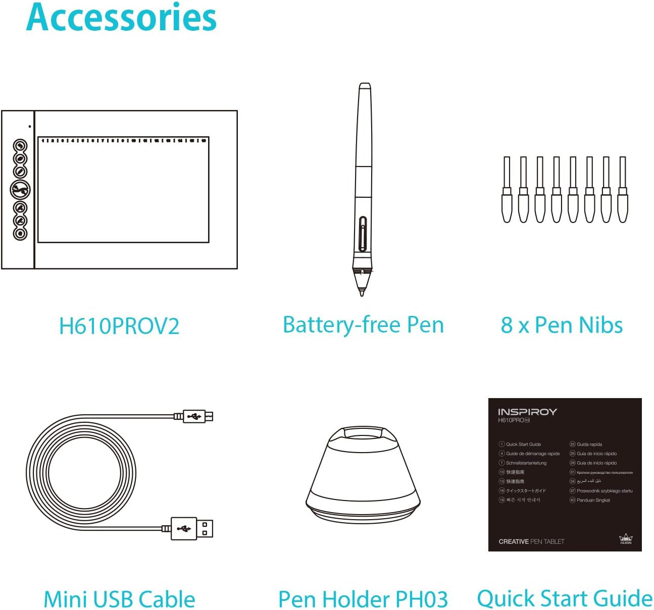 V2 Graphics Drawing Pen Tablet with Battery-Free Stylus, 8 Express Keys, 8192 Levels of Pressure, Tilt Function, and Compatibility with Chromebook, Android, Windows, and Mac