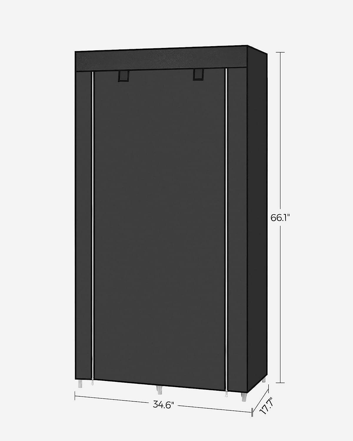 Portable Closet: Clothes Storage Organizer, Dimensions 17.7 x 34.6 x 66.1 Inches, Color Black
