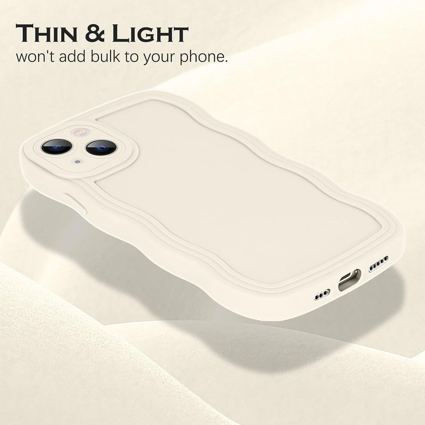 iPhone 13 Case Cute Curly Wave Frame Design Slim Soft TPU Bumper Shockproof Protective Phone Case iPhone 13 6.1 Inch, Stone