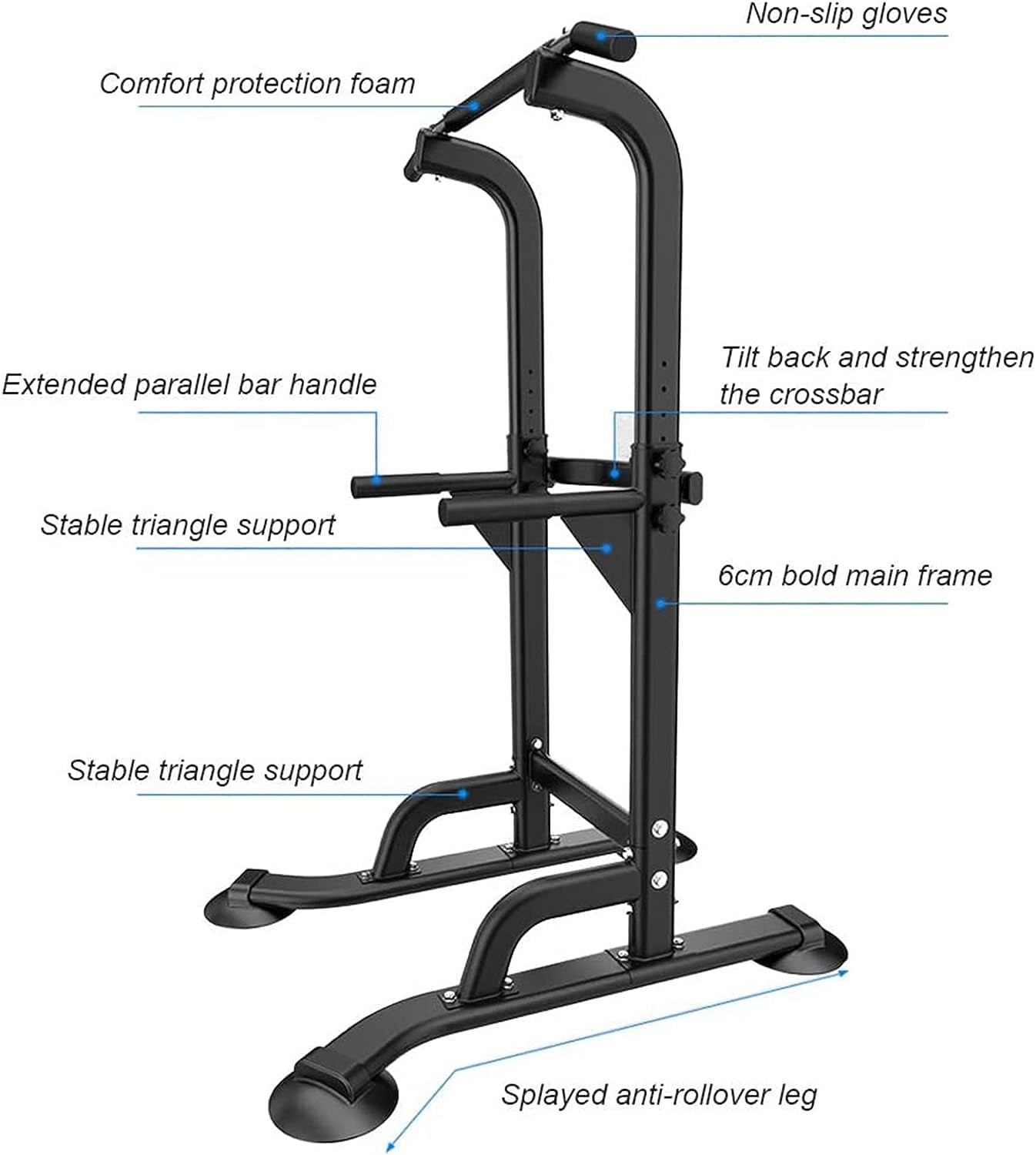 Height Adjustable Pull Up Bar Station - Dip Station Multi-Function Home Gym Equipment Fitness Workout Equipment