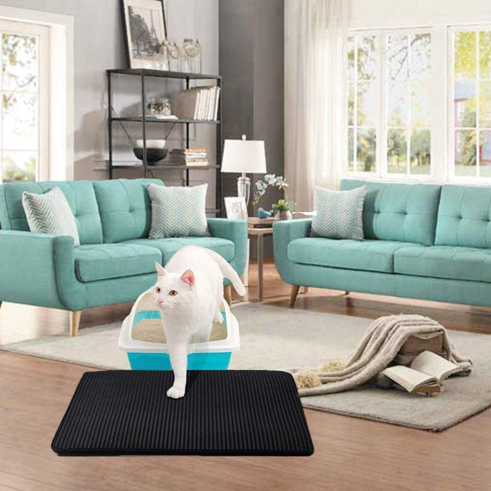 Cat Litter Trapper Mat 45x60cm, Double Layer Honeycomb Waterproof Urineproof Washable Litter Box Mat for Litter Boxes