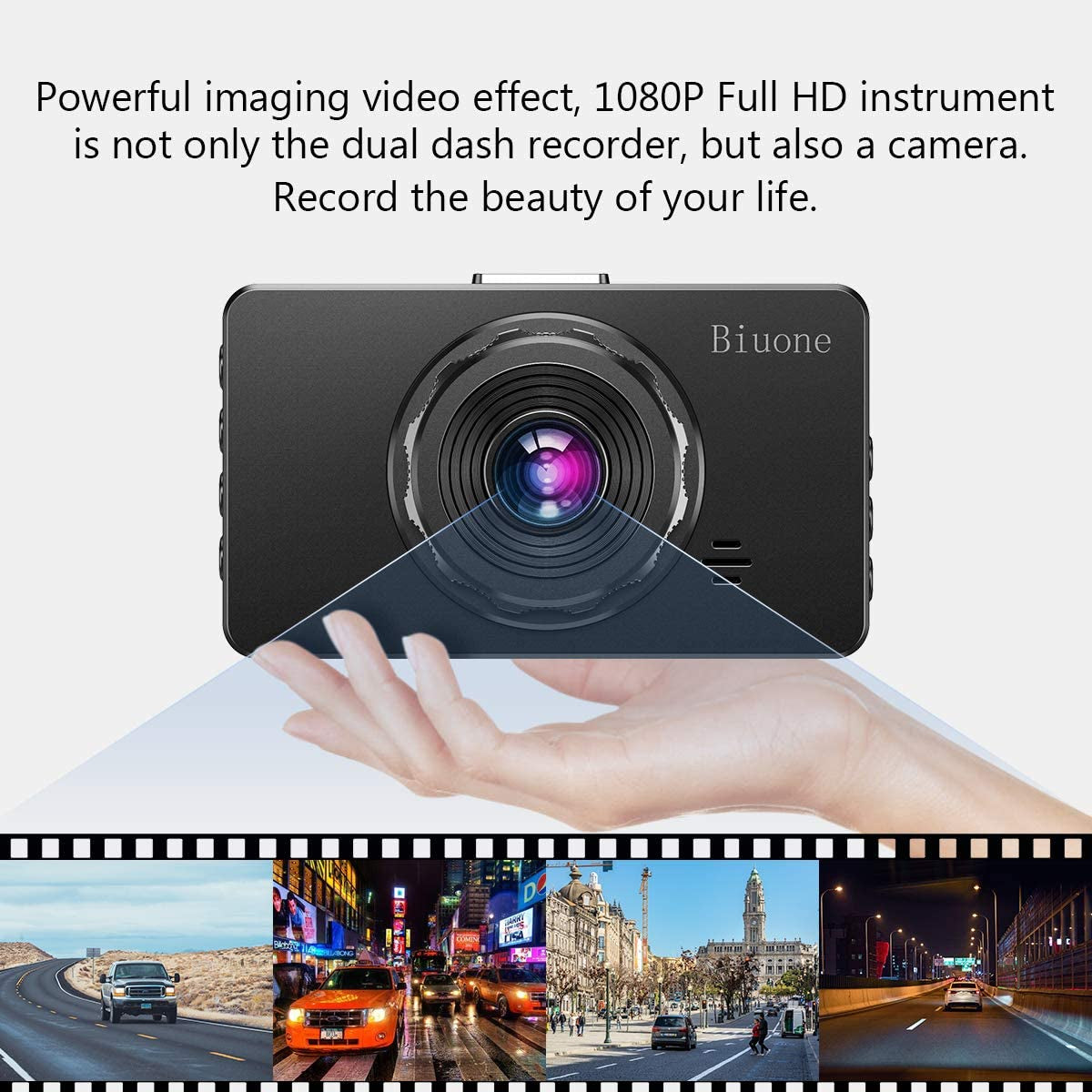 Dash Camera for Cars, Front and Rear Dual 1080P FHD DVR Car Dashboard Camera with Super Night Vision, 32G SD Card Included, G-Sensor, WDR, Parking Monitor, Loop Recording, Motion Detection