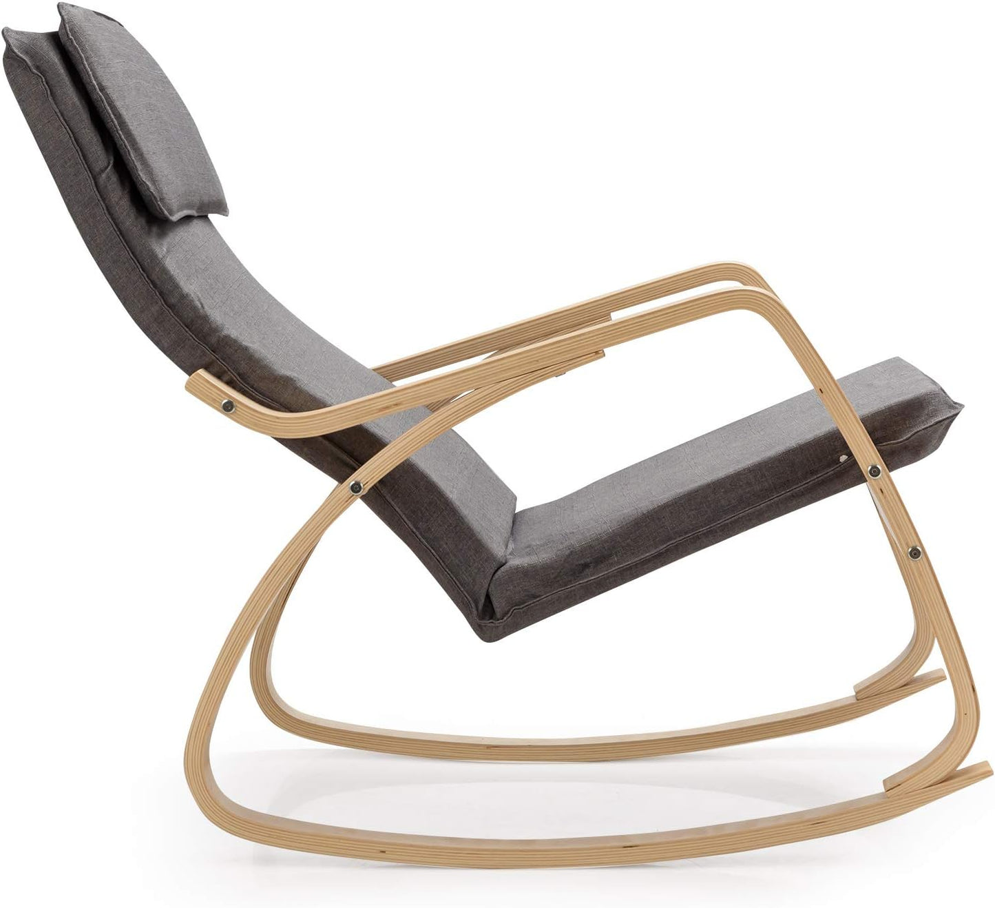 Rocking Chair with Removable Cushion, Leisure Armchair Suitable for Living Room, Bedroom, Balcony, Nursery Room Ergonomic Chair (1, Gray)