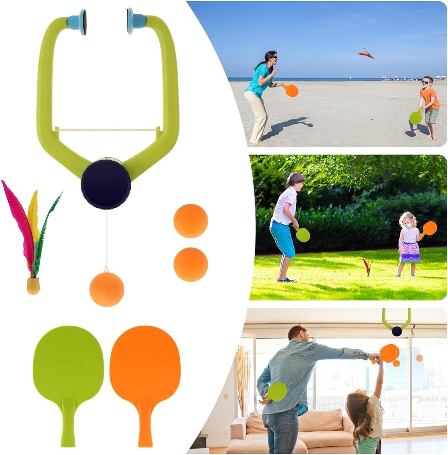 Indoor Hanging Table Tennis Trainer Set with Self Training, Pingpong Paddles, and Balls - Ping Pong Trainer