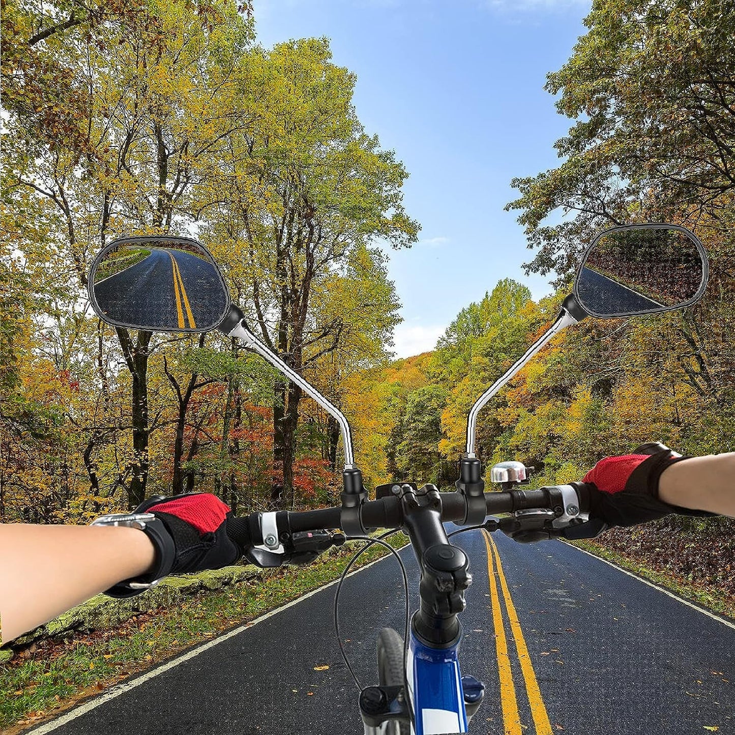 Mountain Bike Handlebar Mirrors: 1 Pair of HD Blast-Resistant, Adjustable Rotatable Glass Mirrors for Safe Rearview on Mountain Bikes and Motorcycles.
