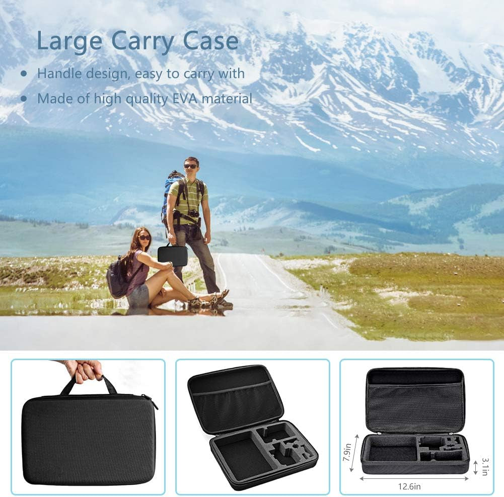 50-in-1 Outdoor Sports Camera Accessories Kit: Compatible with GoPro Hero 10, 9, 8, 7, 6, 5, 4, Fusion, AKASO EK7000, APEMAN, Campark, and more. Carrying Case, Phone Holder, Charging Base, Tripod, Car Suction Cup, Bicycle Bracket, and more accessories.