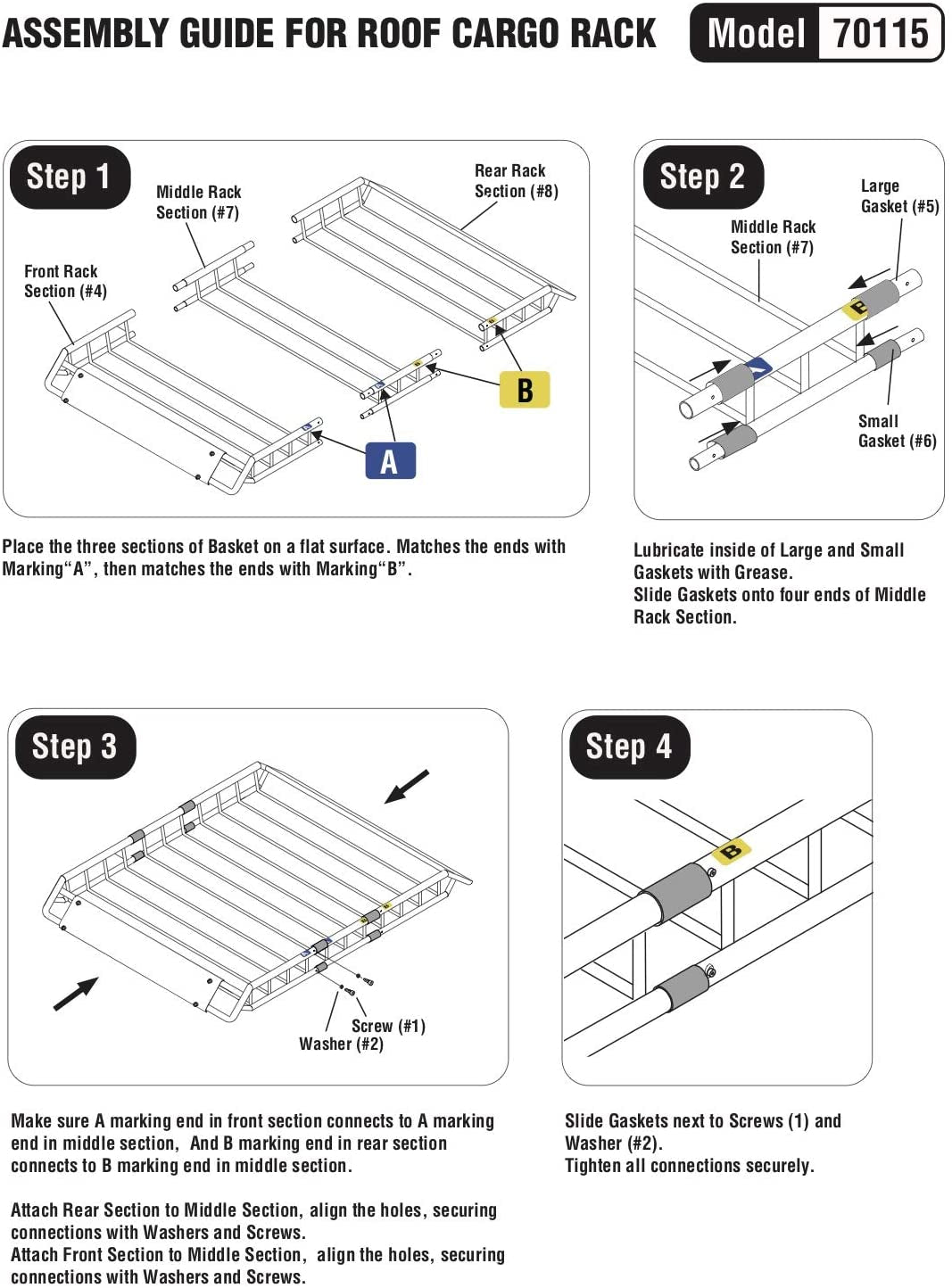 Universal Steel Roof Rack Car Top Cargo Carrier/Basket - 46" X 36" X 4-1/2" - 150 lb Capacity, Black