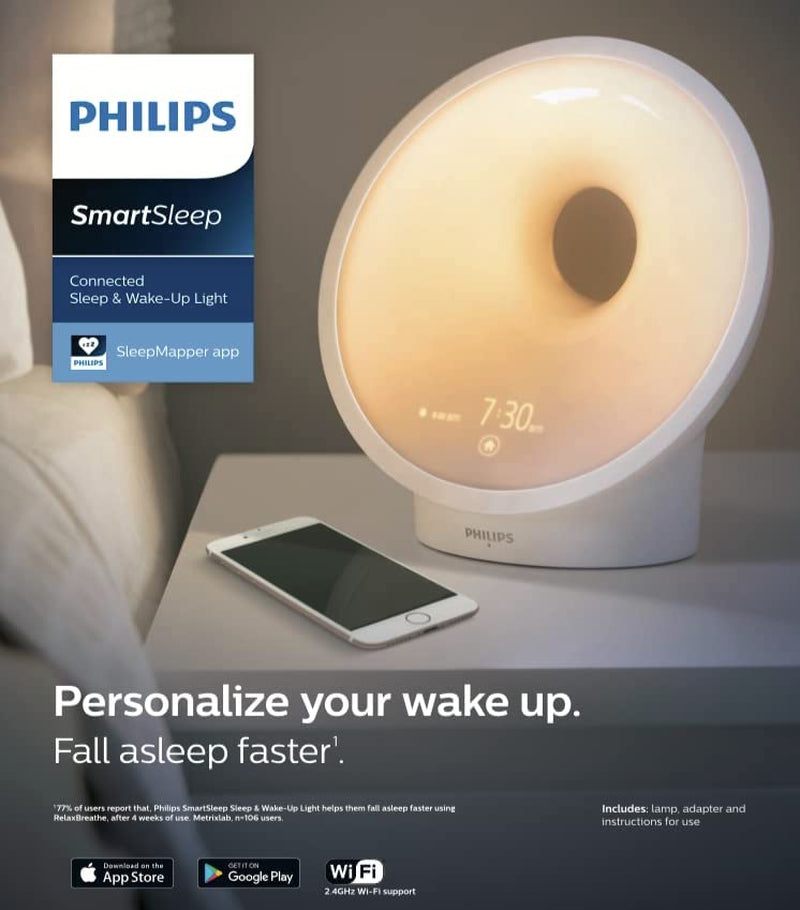Connected Sleep and Wake-Up Light with Smartsleep Technology - Personalized Sunrise and Sunset - Sleepmapper App Integration - Sleep Environment Tracking