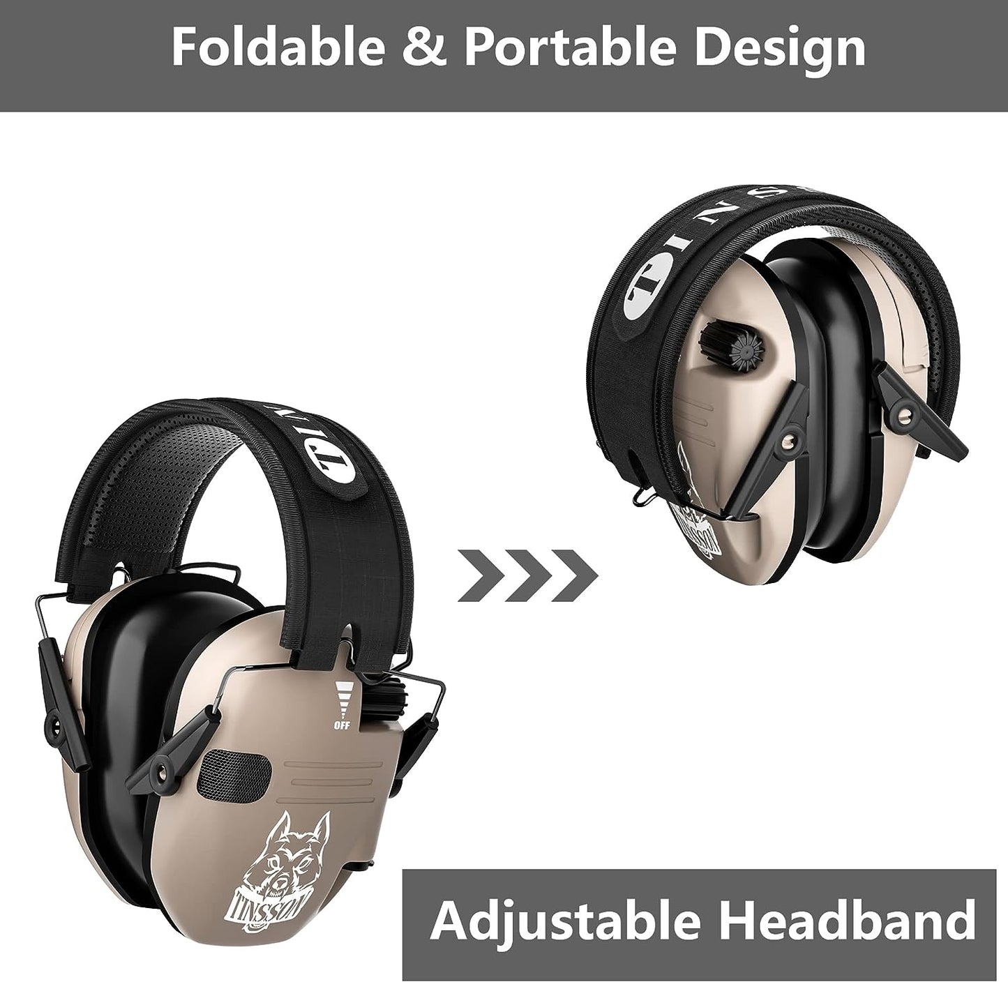 Electronic Noise Cancelling: NRR 23dB Earmuffs for Shooting and Hunting, Equipped with 3.5mm Audio Jack for Gun Range Use in FDE Color