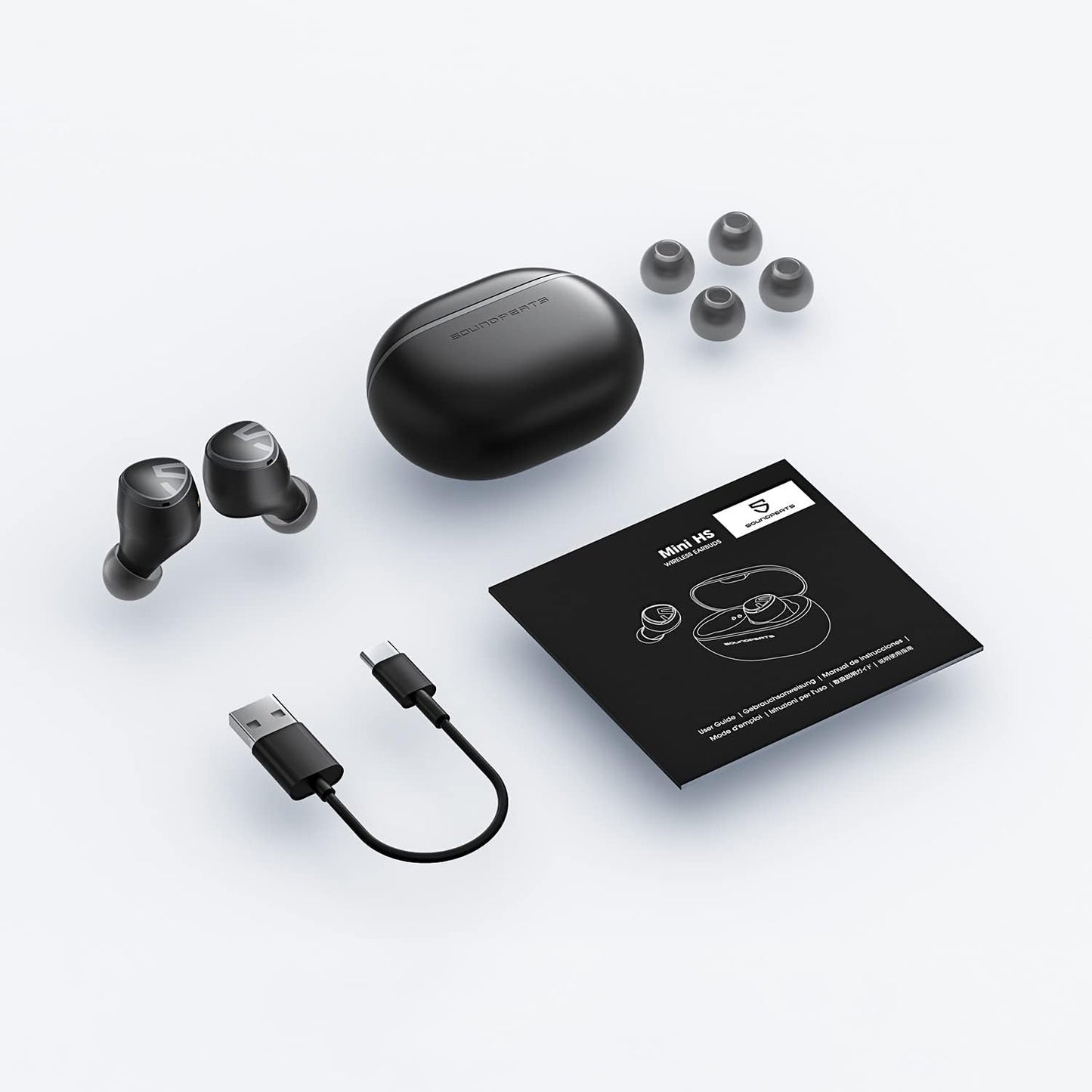 Mini HS Bluetooth 5.3 Wireless Earbuds - True In-Ear Wireless Earphones with Hi-Res Sound, AI-Enhanced Calls, Multipoint Connectivity, Customizable EQ via App, Gaming Mode, and 36-Hour Playtime (Black)