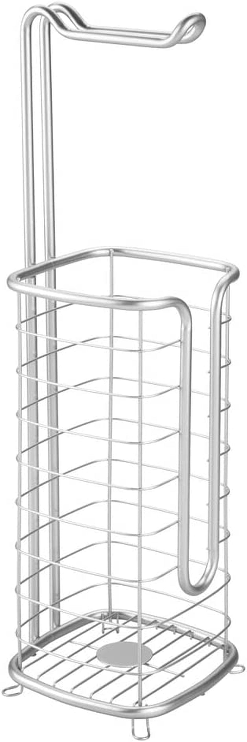 Free Standing Toilet Paper Holder Stand and Dispenser - Chrome Finish - Provides Storage for 3 Spare Rolls of Toilet Tissue while Dispensing 1 Roll - Suitable for Bathrooms and Powder Rooms - Accommodates Mega Rolls