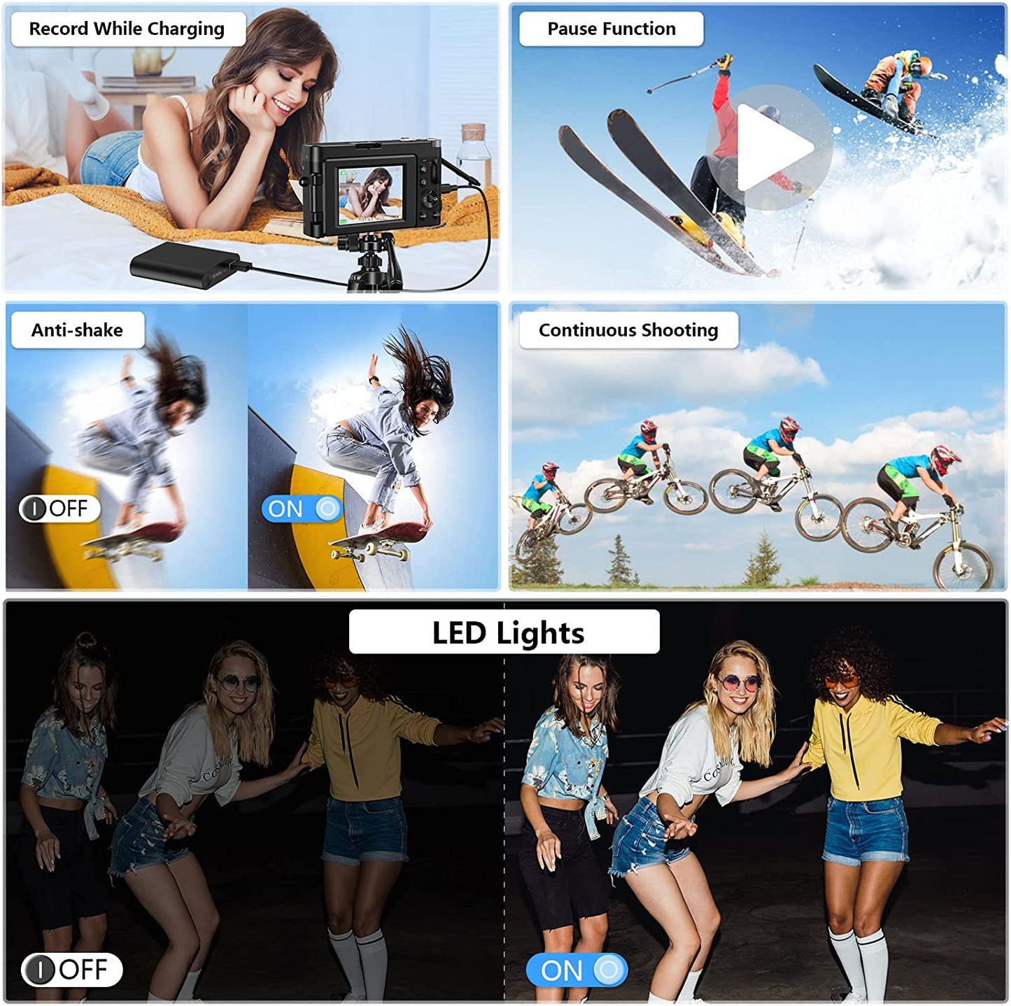 4K 48MP Autofocus Vlogging Camera - This camera includes a 32GB Memory Card, 16X Digital Zoom, and comes with 2 Batteries. It's a powerful tool for photography and ideal for YouTube content creation. Color: Black.