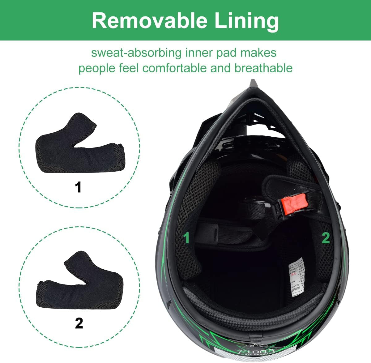 Motocross Helmet Set: Adult Sun Visor Motorcycle Helmet, suitable for Dirt Bike and Mountain Bike. Includes Windproof Mask, Goggles, and Gloves (4Pcs Set).