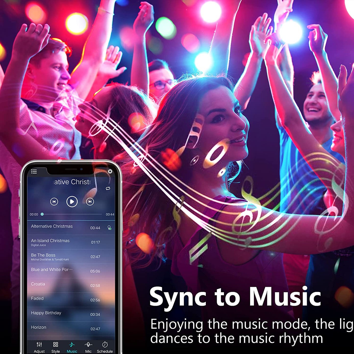 Music Sync LED Lights Strip for Bedroom: 130Ft/40M App Controlled Bluetooth LED Lights Rope, 16 Million Color Changing, Remote Control, Sensitive Built-In Mic, 5050 RGB LED Light Strips