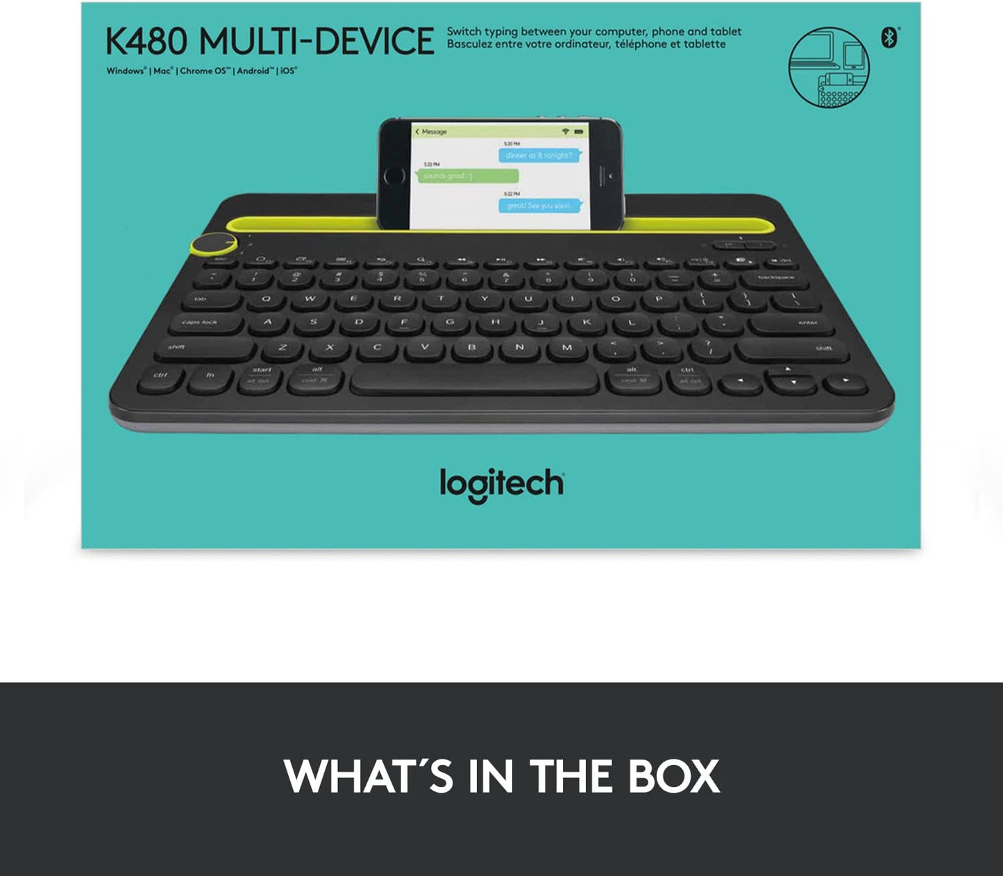 Compact Bluetooth Wireless Keyboard for Windows, macOS, iPadOS, Android, and Chrome OS - Supports Multiple Devices: PC, Mac, Laptop, Smartphone, and Tablet
