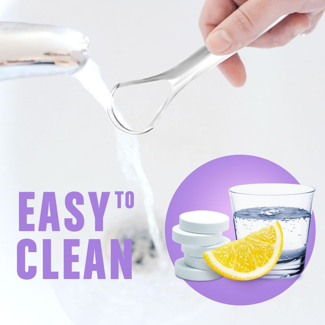 Stainless Steel Tongue Scraper (2 Pack) for Fresher Breath, Effective Bad Breath Reduction, 100% BPA Free Tongue Cleaners