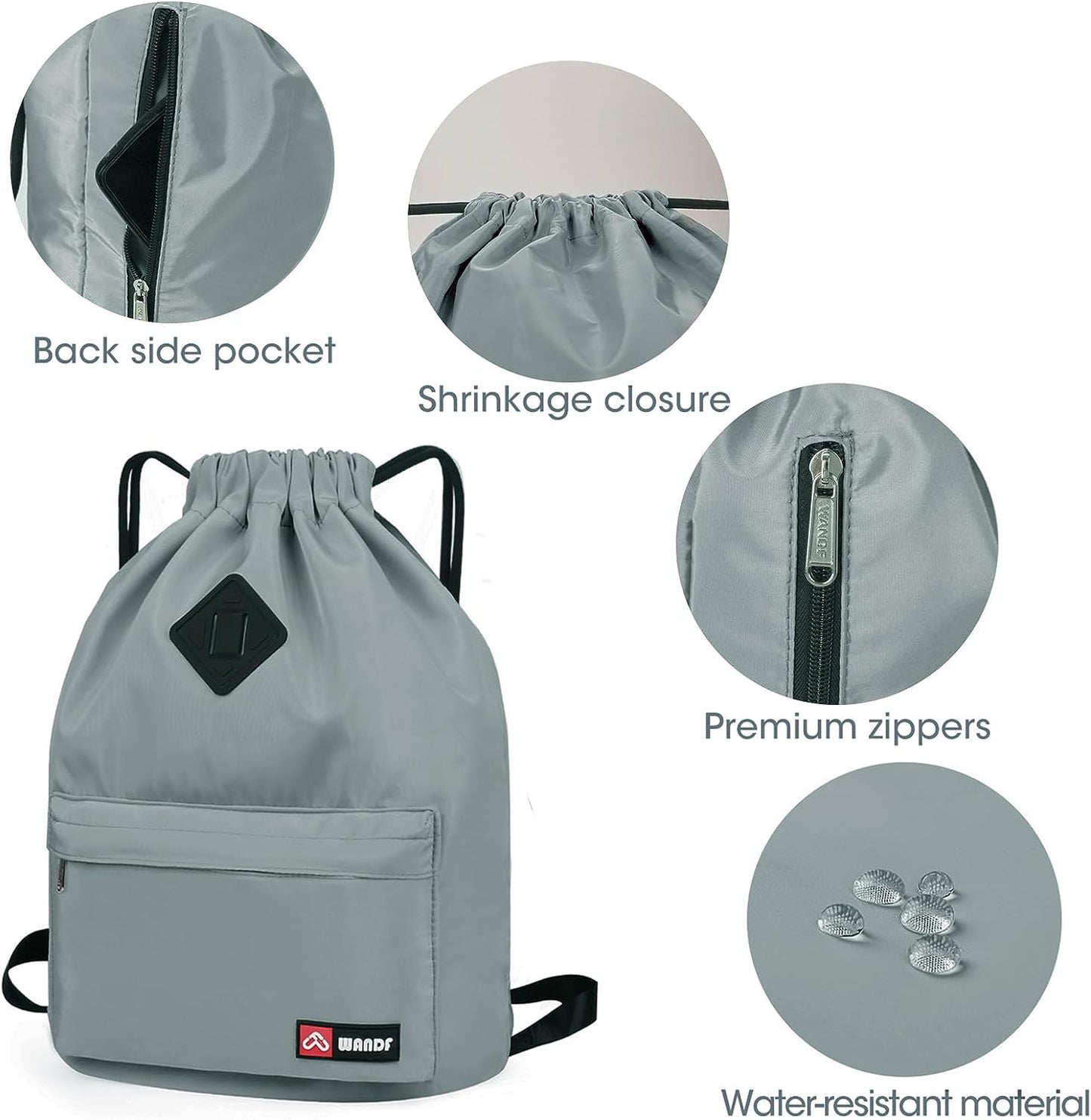 Water-Resistant Drawstring Backpack with Wet Pocket - String Bag Sackpack - Ideal for Gym, Shopping, Sports, and Yoga - Made from Nylon for Durability and Convenience.