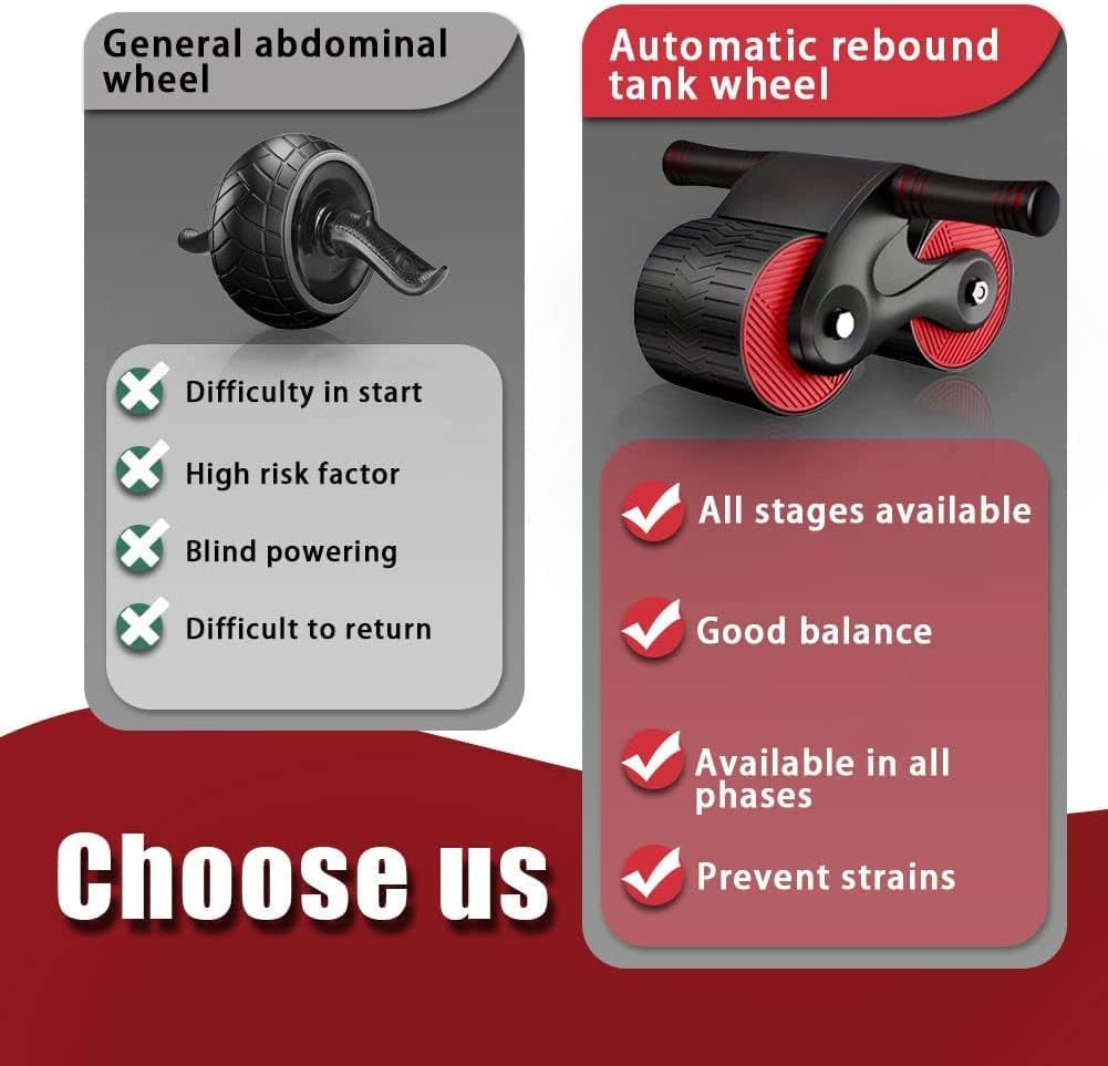 New Springback Abdominal Wheel - An Automatic Rebound Abdominal Wheel designed for domestic use. It's a core strength training fitness equipment ideal for abs workouts and comes in a vibrant red