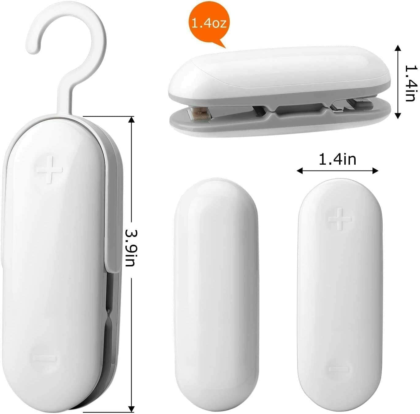Mini Bag Sealer: Portable 2-in-1 Heat Vacuum Sealers with Plastic Chip Seal and Cutter Function, Comes in a Pack of 2 in White